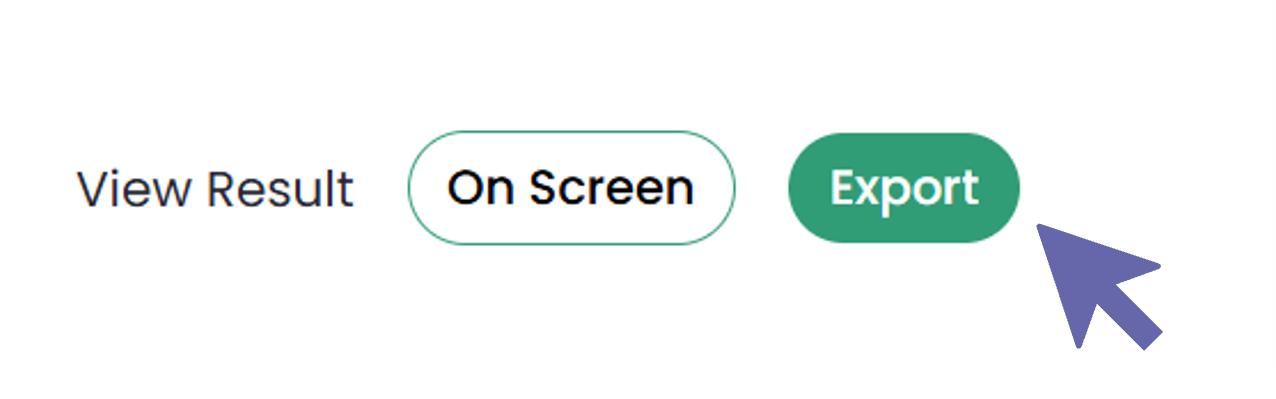 Schermafbeelding Portal : Er zijn twee opties voor "Bekijk resultaat". In plaats van "Op scherm" (standaard) te selecteren, is "Exporteren" geselecteerd.